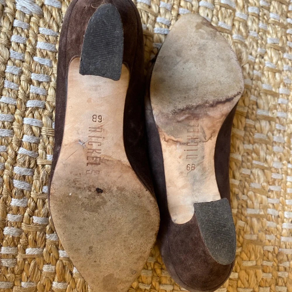 Vintage Nickel Brown Suede Pumps